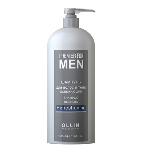 OLLIN PREMIER FOR MEN Шампунь для волос и тела освежающий 1000 мл
