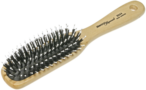 Щетка массажная HERCULES натур щетина/нейлон 7 рядов, светлое дерево