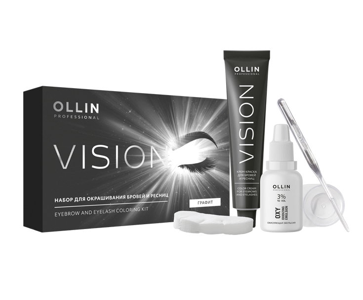 OLLIN VISION НАБОР для окрашивания бровей и ресниц (Графит)