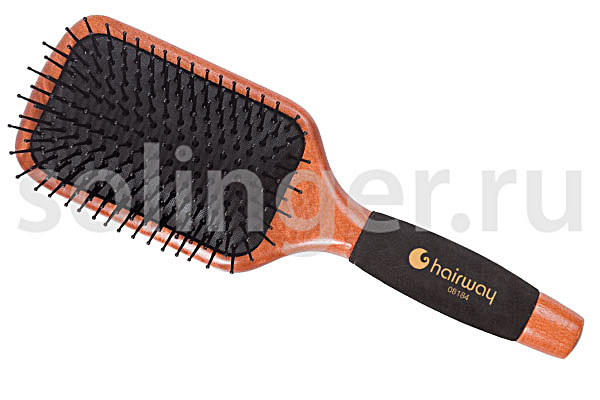 Щетка массажная Hairway Fancy нейлон зубцы 11 рядов, деревянная, полимерная ручка 