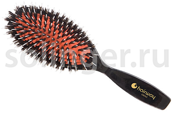 Щетка массажная Hairway Cherry 11-рядная, комбинир щетина, для наращенных волос