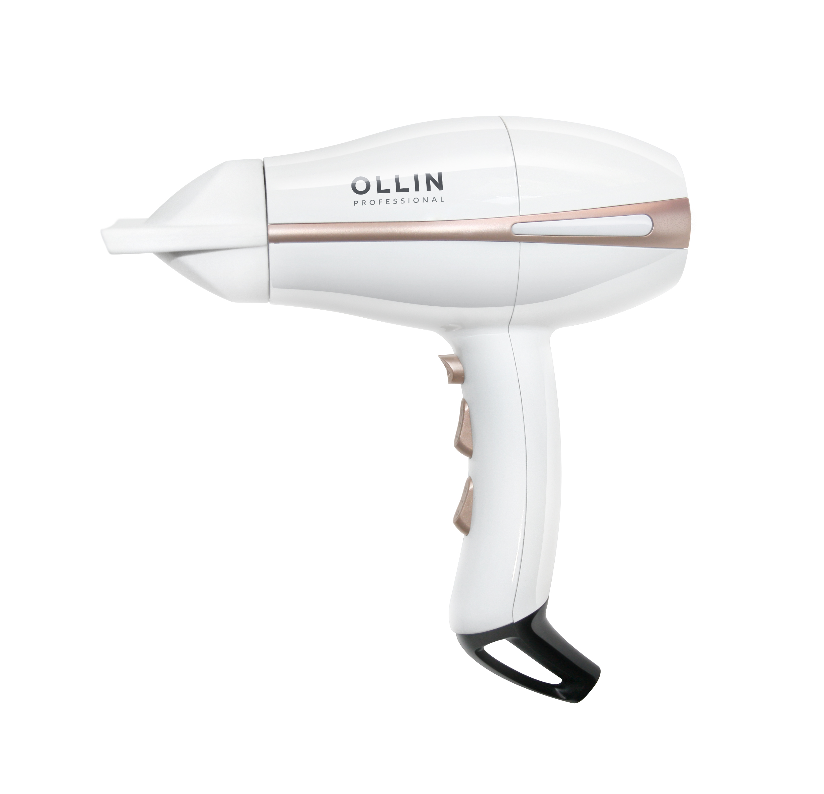 Фен OLLIN Prof OL-7132 Compact мощность 1800-2200W, Ionic, 520гр, 1 насадка-ЗАМОК, белый