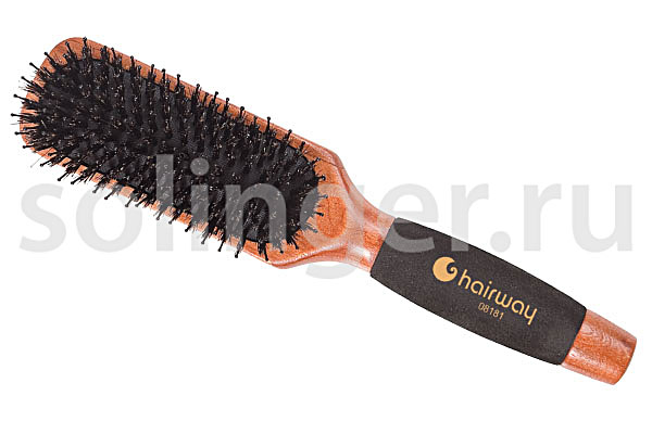 Щетка массажная Hairway Felicity натур щетина/нейлон 11 рядов, деревянная, полим ручка