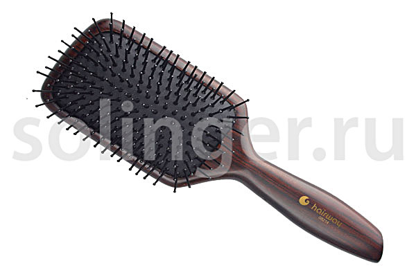 Щетка массажная Hairway Venge нейлон зубцы 11 рядов, деревянная прямоугольная