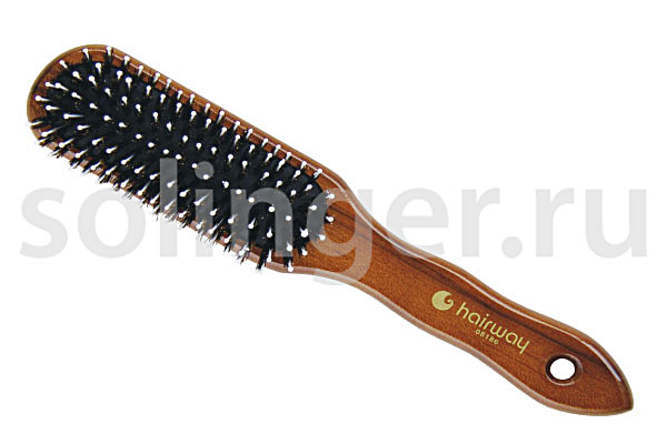 Щетка массажная Hairway Madam натур щетина/нейлон 9 рядов, деревянная Щетка массажная Hairway Madam натур щетина/нейлон 9 рядов, деревянная