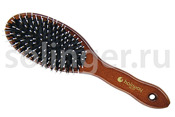 Щетка массажная Hairway Madam натур щетина/нейлон 11 рядов, деревянная Щетка массажная Hairway Madam натур щетина/нейлон 11 рядов, деревянная