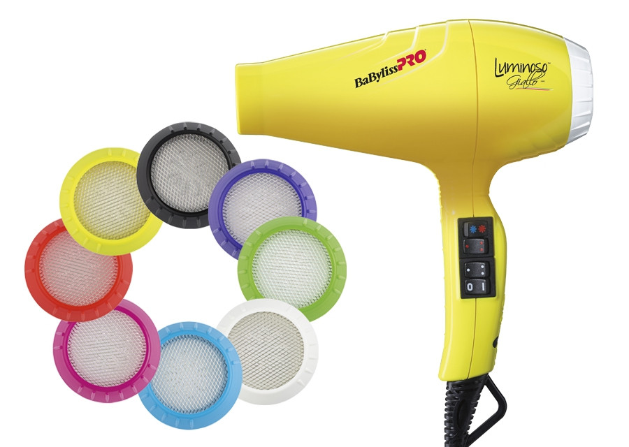 Фен BABYLISS Luminoso ionic 2100Вт 2 скор, 4 комб. нагрева, 490гр. желтый