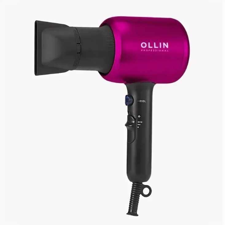 Фен OLLIN Prof OL-8080 Compact мощность 1600-2000W. вес 490гр., 1 насадка-ЗАМОК, розовый