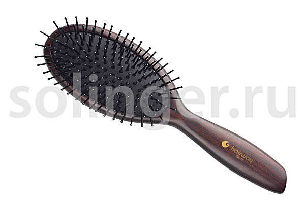 Щетка массажная Hairway Venge нейлон зубцы 11 рядов, деревянная овальная