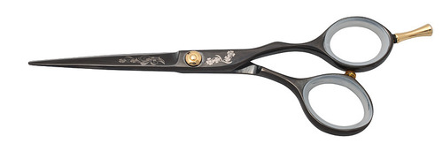 Ножницы MIZUKA 3 класс Debut 5,25" прямые, эргономичные, черные с рисунком