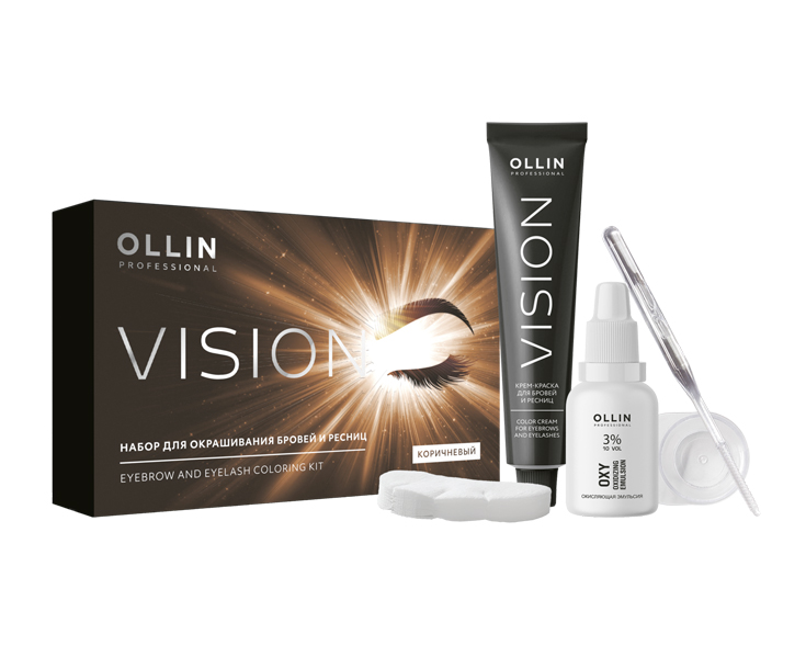 OLLIN VISION НАБОР для окрашивания бровей и ресниц (Коричневый) 