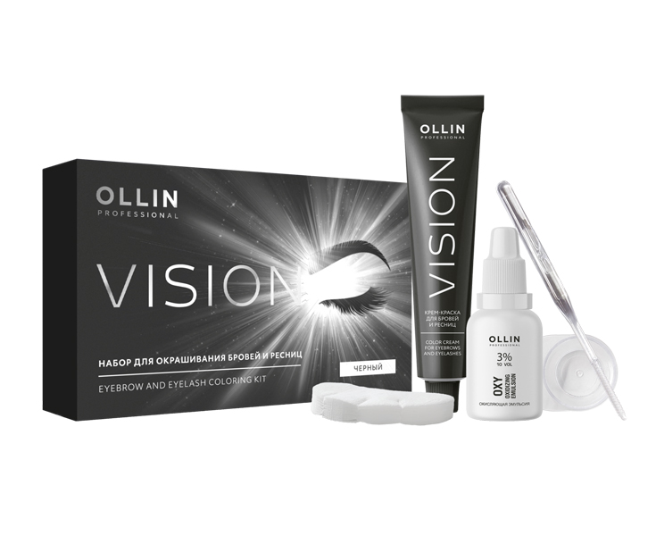 OLLIN VISION НАБОР для окрашивания бровей и ресниц (Черный)