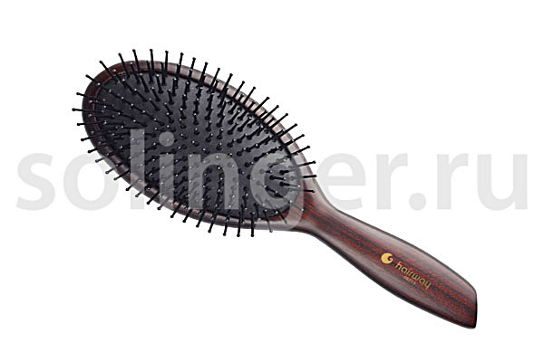 Щетка массажная Hairway Venge нейлон зубцы 13 рядов, деревянная овальная
