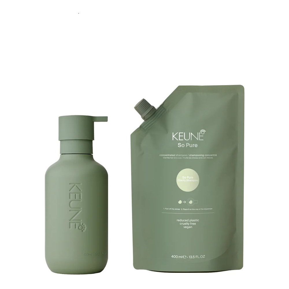 KEUNE SPA Набор Очищающий шампунь 400 мл (шампунь +флакон+коробка+ шубер+ пакет)